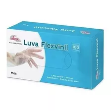 1 Caixa De Luva Flex Vinil Descartável S/pó M C/100 Unid