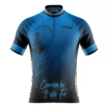 Camisa Ciclismo Masculina Pro Tour Caminho Da Fé Azul Uv+