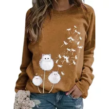 Lovely Cat Dandelions Sudadera Gráfica