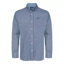 Camisa Xadrez Wrangler Manga Longa Azul Ref. Wls142