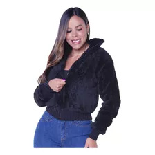 Casaco Teddy Preto Feminino Curto Spaço Vagun