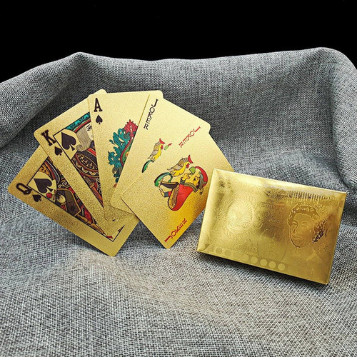 Cartas De Jogo De Poker Banhado A Ouro 24k Jogo Presente De