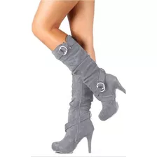 Botas Retro De Tacón Alto Para Mujer De Talla Grande