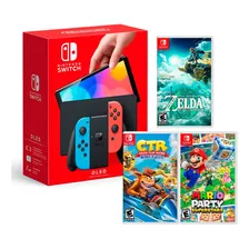 Consola Switch Oled Neon+ Zelda Tears+ctr+mario Superstar