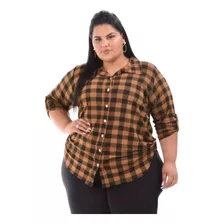 Linda Camisa Xadrez Plus Size Várias Cores Viscolaycra 