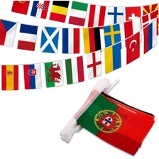 Cadena De 24 Banderas Anley, 100% Poliéster, De Países Europ