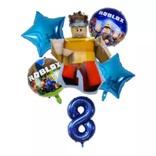 Set 6 Globos Roblox Estrellas Azules Con Número 8