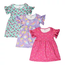 Kit 3 Vestidos Verão Festa Infantil Confortável Lançamento 