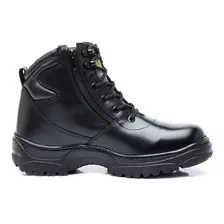 Coturno Militar Bota Masculina Couro Legitimo Original Ziper