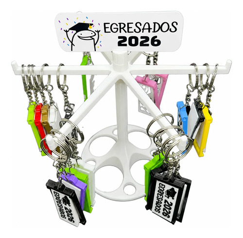 Llaveros Flork Egresados 2025 Souvenir X25 + Exhibidor Multicolor