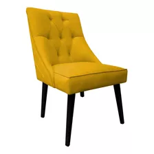 Cadeira De Jantar Bela Capitone Suede Amarelo