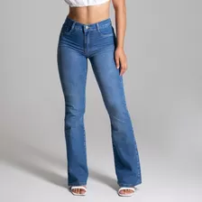 Calça Jeans Feminina Boot Cut Sawary Preta Lançamento Linda