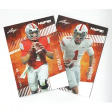 2) Lote De Cartas De Novato De Menta Justin Fields 2021 Leaf