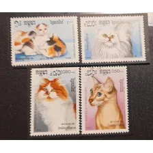 Sello Postal Camboya - Luxemburgo Gatos 1987