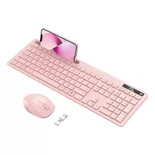 Vivefox Teclado Inalambrico Rosa Con Soporte Para Telefono U