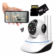 Câmera 3 Antenas Ip Wifi Robô Visão Noturna + Cartão Sd