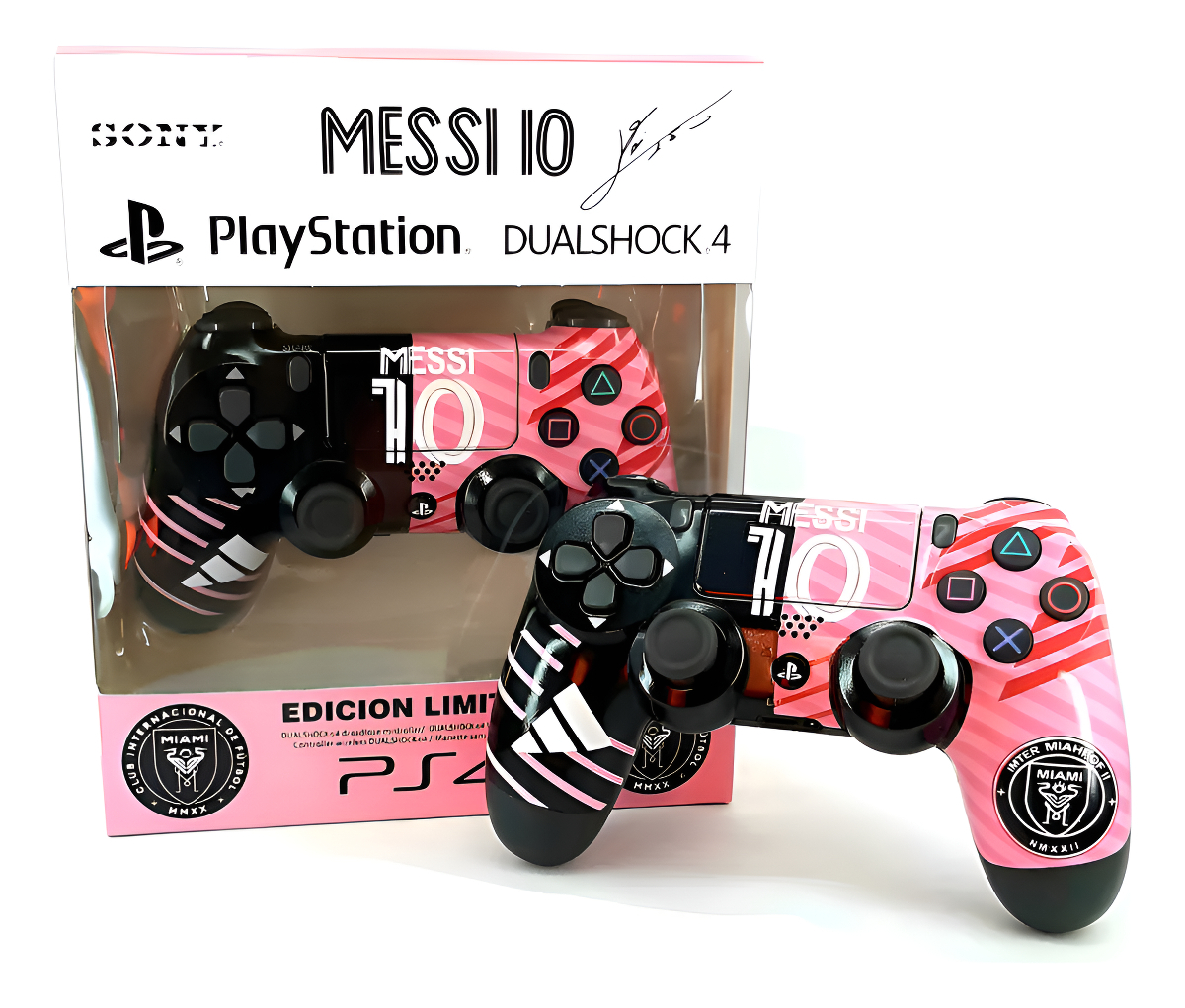 Joystick Inalámbrico Ps4 Edición Messi Inter Miami Color Rosa