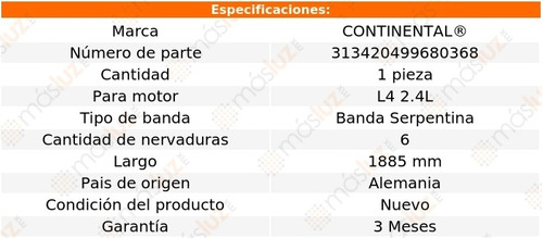 Banda 1885 Mm Acc Outlander L4 2.4l 03/06 Continental Foto 5