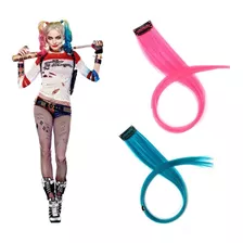 06 Unidades - Mechas Tic Tac Rosa E Azul Para Cosplay Fantasia Alerquina Esquadrão Suicida - Fibra Japonesa 50 Cm