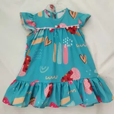 Vestido Infantil Dasu Verão Bebês Seda Curto Casual 