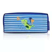 Estojo Necessaire Escolar Pequeninos Azul Listrado Dinossaur