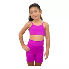 Roupa De Treino Infantil Short E Top De Lycra