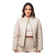 Jaqueta De Couro Legítimo Feminina Puffer Térmica Munich