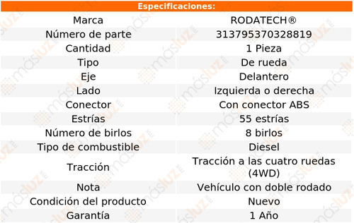 (1) Maza De Rueda Del F-450 S Duty V8 7.3l 99/03 Rodatech Foto 7