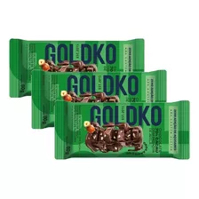 3 Barra De Chocolate 70% Pedaço Avelã Zero Açúcar Goldko 80g