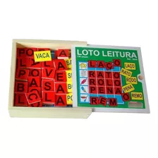 Jogo Educativo Loto Leitura 130 Peças Madeira Caixa C Tampa