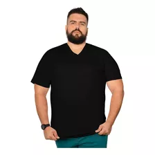 Camiseta Masculina Manga Curta Gola V Plus Size Pijama