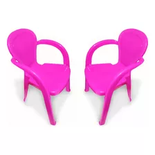 Kit 2 Cadeiras Poltrona Banqueta Infantil Plástico Atividade Cor Rosa