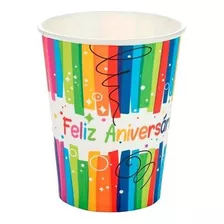 Copo Papel Tema 200ml Feliz Aniversário - 10 Unid