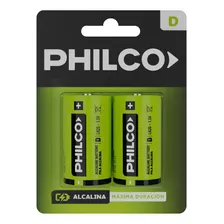 2 X Pilas Grande D Philco Pilas Alcalinas D 1.5v