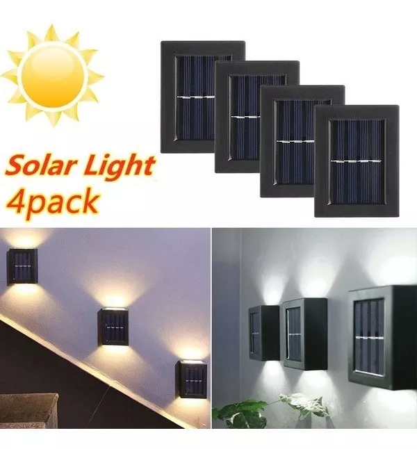 Pack X 4 Lampara Solar Led Exterior Aplique Resiste Lluvia
