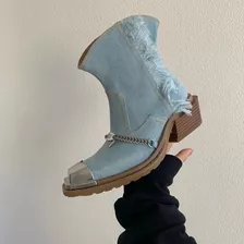 Botas De Metal De Color Azul Vaquero Con Puntera Cuadrada