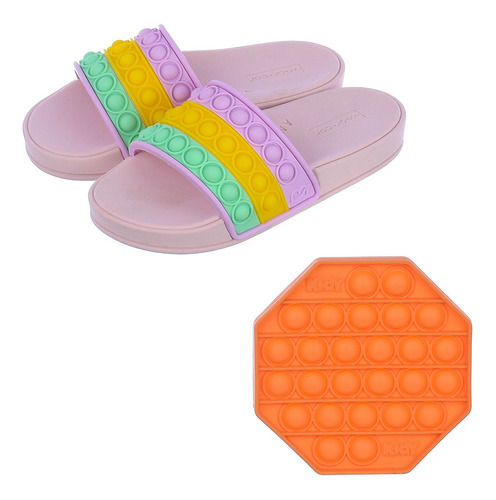 Kit Sandália Birken Infantil Menina  + Pop It  Fidget Toy
