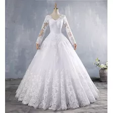 Vestido De Noiva Lindo Manga Longa Renda Casamento 'e91a'