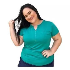 Blusa Camiseta Basica Feminina Fresquinha Plus Size Até G4