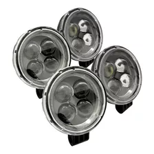 Kit 4 Farol Milha 4 Led 12v 24v 3d Redondo 12w Caminhão Moto