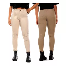 Kit 2 Calças Jeans Femininas Cintura Alta Slim Com Elastano