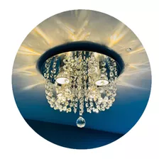 Lustre De Cristal Legítimo Base 30 Cm Sala Jantar/estar Led Cor Branco Quente Bivolt