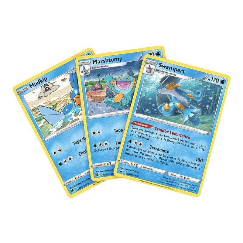 Kit Carta Pokémon 90 Energias com 10 de cada elemento (Grama, Fogo, Água,  Raio, Psíquico, Lutador, Escuridão e Fada)