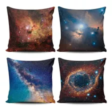 Kit 4 Capas De Almofadas Universo Decoração Sala Fronha