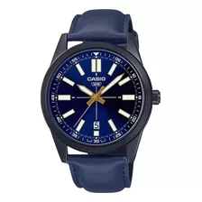 Relógio Casio Mtp-vd02bl-2eudf Azul, Calendário Anaógico