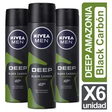 Desodorante Nivea Men Deep Black Amazonia Pack De 6 Unidades