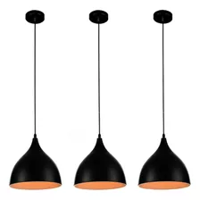 Kit 3 Pendentes Cone Luminária Vintage Luxo Cozinha Sala