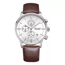 Reloj De Piel Megir 2011 Chronograph Luminous