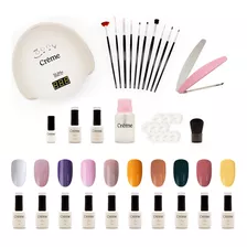 Kit Para Uñas Gelish Esmaltes Profesional Lampara Uv Led 48w