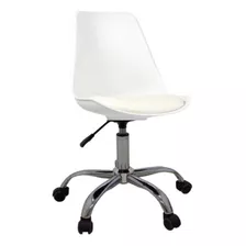 Cadeira De Escritório Empório Tiffany Saarinen Ergonômica Branca Com Estofado De Couro Sintético